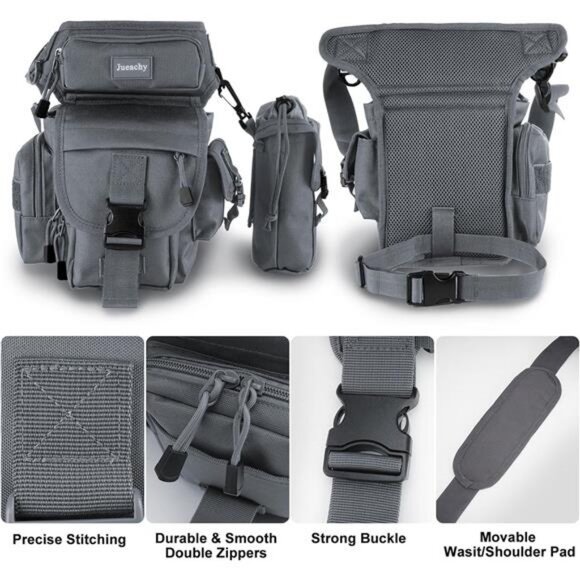 Drop Leg Bag for Men Tactical Metal Detecting Thigh Pack with Water Bottle Pouch - Picture 6 of 7